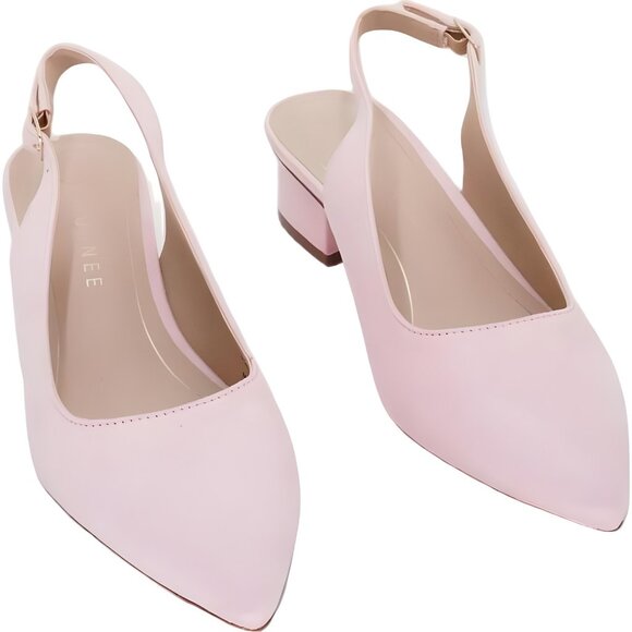 Journee Collection Sylvia Slingback Pumps Pink Pointed Toe Block Heel US 6.5M - Picture 1 of 6